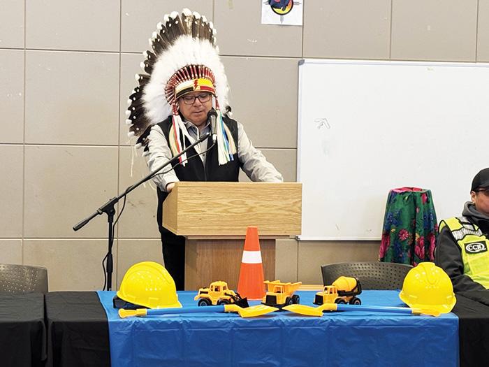 Chief Ernest Standingready was elected chief in 2025, and he welcomed everyone to the event. 
